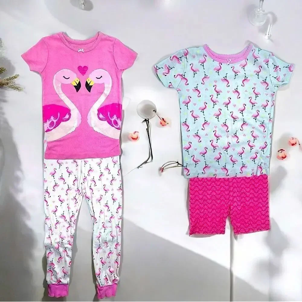 Kid’s Headquarters l 2 pair l Mix & Match l Girl’s PJ’s l Pink w/ Flamingo l 6/7
